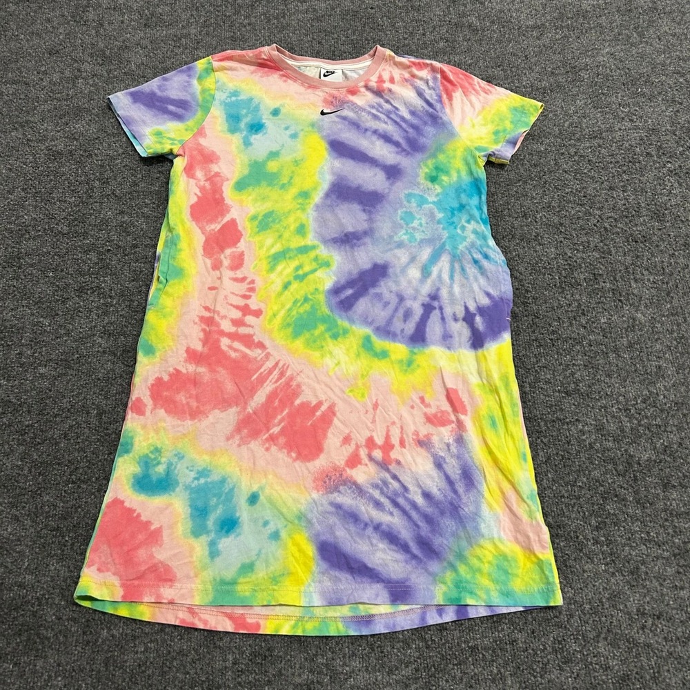 Nike Dress Womens XL Multi-Color Tie-Dye Cotton Short Sleeve Sporty Mini Pockets